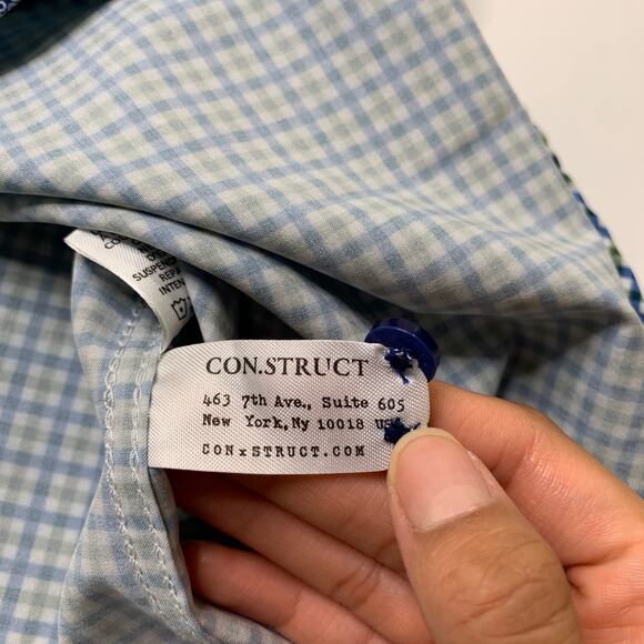 ConStruct Shirt Mens M Medium SLIM Fit Stretch Check Long Sleeve Gingham Check - Picture 9 of 12